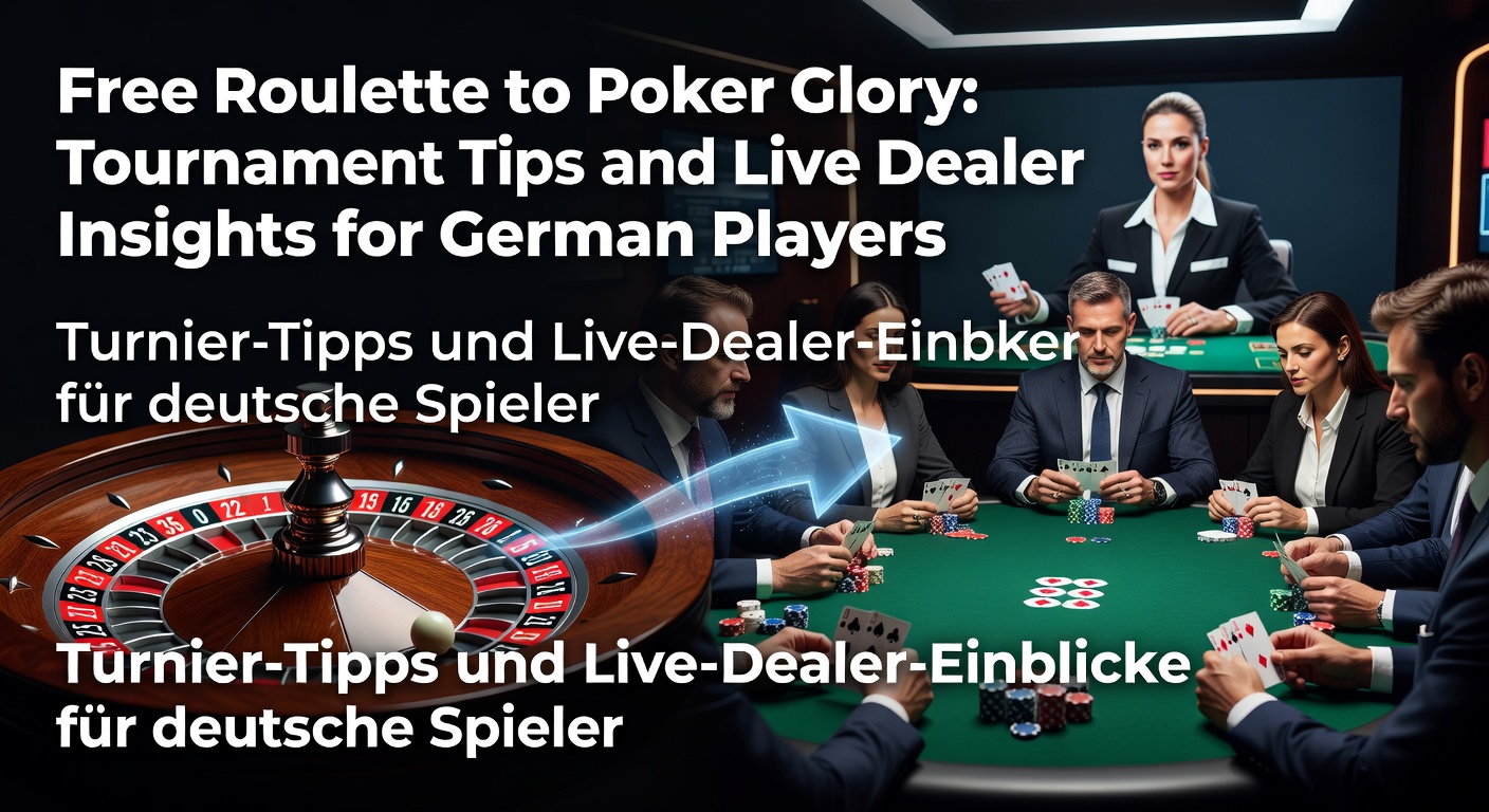 Deutscher Spieler am Live-Dealer-Tisch mit Roulette- und Poker-Elementen im Vordergrund, Turnierpoker-Chips daneben